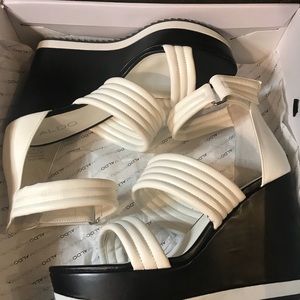 Aldo Adie White and Black Sandal